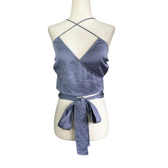 Express Blue Wrap Around Crop Top Women's Size XS | 63-3-2 - Picture 1 of 5